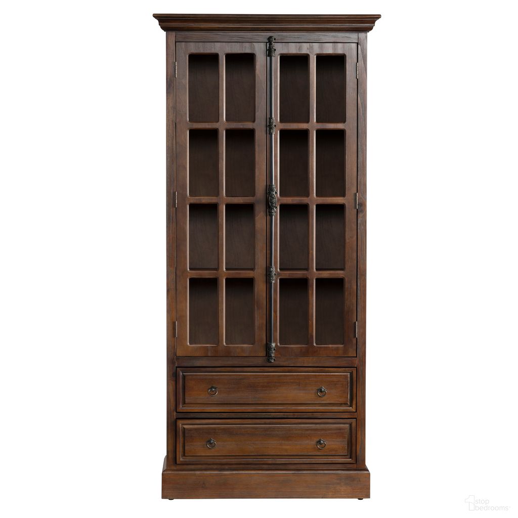 The appearance of Two-Door Two-Drawer Curio Cabinet In Brown designed by Crestview Collection in the traditional interior design. This brown piece of furniture was selected by 1StopBedrooms from to add a touch of cosiness and style into your home. Sku: CVFVR8005. Material: Solid Wood.