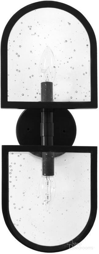 Two Light Sconce With Seeded Glass In Black Powder Coat