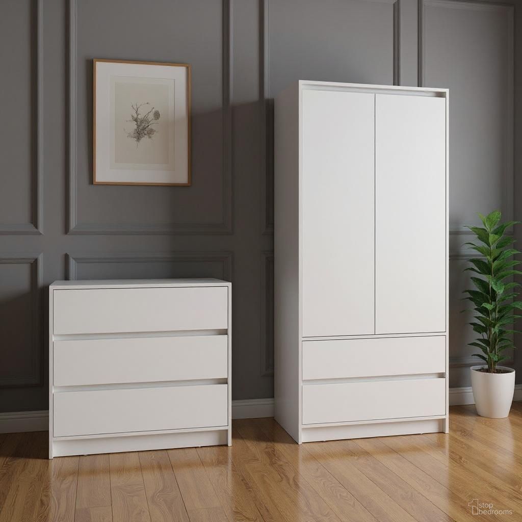 The appearance of Modern 2-Piece Dresser and Armoire Storage Set In White designed by Homeroots in the modern / contemporary interior design. This white piece of furniture was selected by 1StopBedrooms from to add a touch of cosiness and style into your home. Sku: 526357.