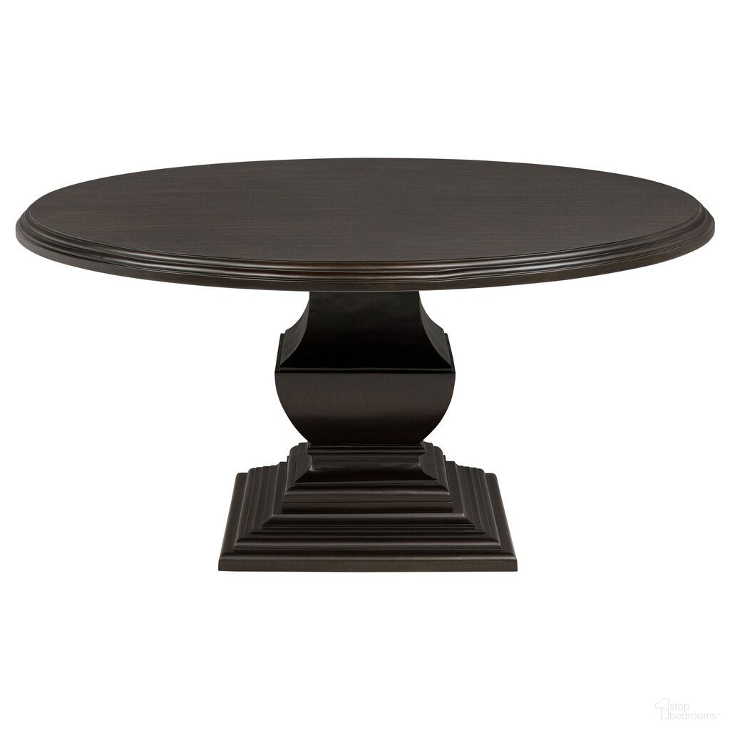 The appearance of Twyla 60-Inch Round Wood Dining Room Table In Dark Cocoa designed by Coaster in the traditional interior design. This dark cocoa piece of furniture was selected by 1StopBedrooms from Twyla Collection to add a touch of cosiness and style into your home. Sku: 109230B1;109230B2. Table Base Style: Pedestal. Table Top Shape: Round. Size: 60". Material: Rubberwood Veneer.