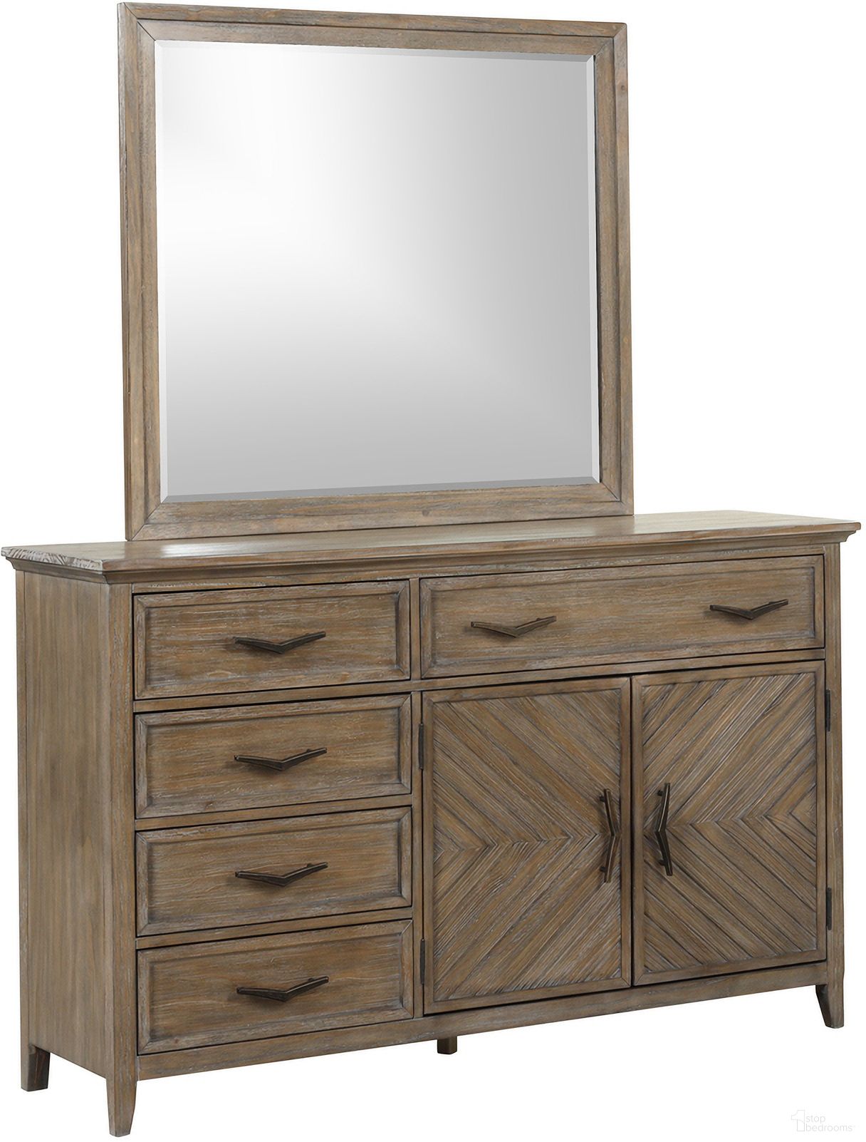 The appearance of Tybee Dresser Mirror In Sand designed by New Classic in the coastal interior design. This sand piece of furniture  was selected by 1StopBedrooms from Tybee Collection to add a touch of cosiness and style into your home. Sku: B6428-060. Material: Glass.