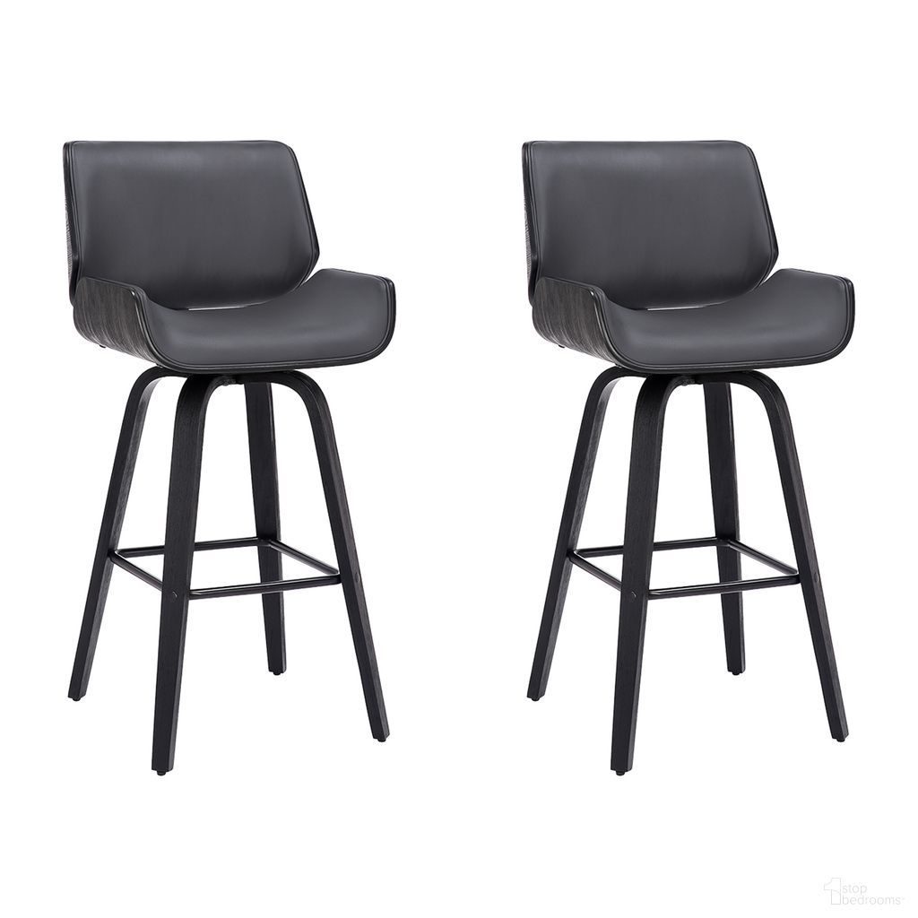 The appearance of Tyler 26 Inch Counter Height Swivel Bar Stool Set of 2 In Gray and Black designed by Armen Living in the transitional interior design. This gray and black piece of furniture was selected by 1StopBedrooms from Tyler Collection to add a touch of cosiness and style into your home. Sku: LCTYBAGRBL26;LCTYBAGRBL26. Material: Faux Leather.