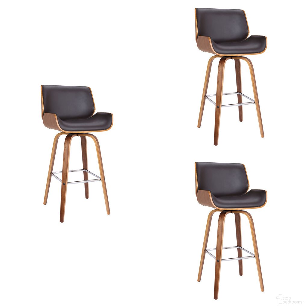 The appearance of Tyler 26 Inch Counter Height Swivel Bar Stool Set of 3 In Brown and Walnut designed by Armen Living in the transitional interior design. This brown and walnut piece of furniture was selected by 1StopBedrooms from Tyler Collection to add a touch of cosiness and style into your home. Sku: LCTYBABRWA26;LCTYBABRWA26;LCTYBABRWA26. Material: Metal.