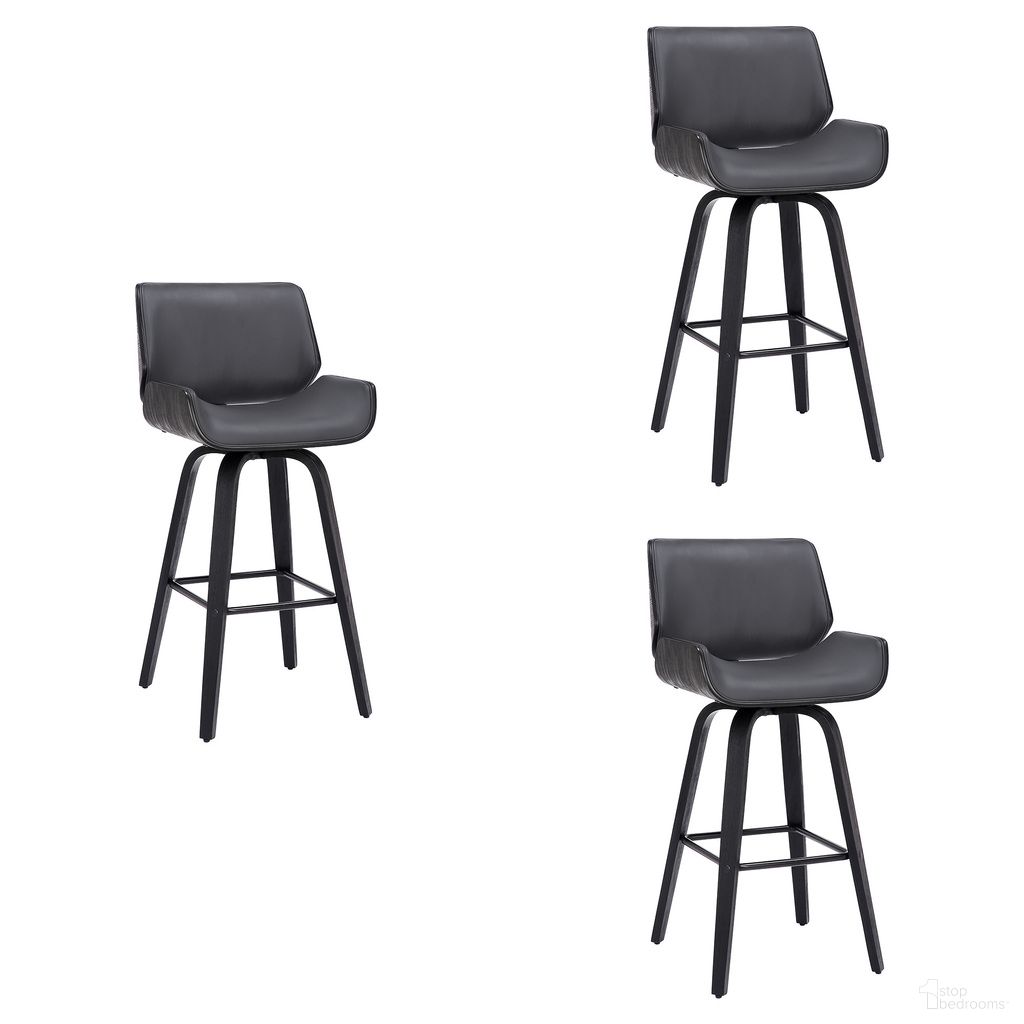 The appearance of Tyler 26 Inch Counter Height Swivel Bar Stool Set of 3 In Gray and Black designed by Armen Living in the transitional interior design. This gray and black piece of furniture was selected by 1StopBedrooms from Tyler Collection to add a touch of cosiness and style into your home. Sku: LCTYBAGRBL26;LCTYBAGRBL26;LCTYBAGRBL26. Material: Faux Leather.
