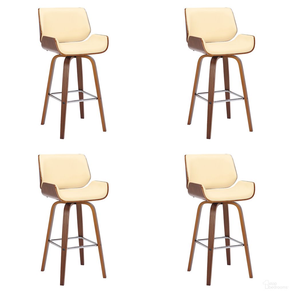 The appearance of Tyler 26 Inch Counter Height Swivel Bar Stool Set of 4 In Cream and Walnut designed by Armen Living in the transitional interior design. This cream/walnut piece of furniture was selected by 1StopBedrooms from Tyler Collection to add a touch of cosiness and style into your home. Sku: LCTYBACRWA26;LCTYBACRWA26;LCTYBACRWA26;LCTYBACRWA26. Material: Faux Leather.