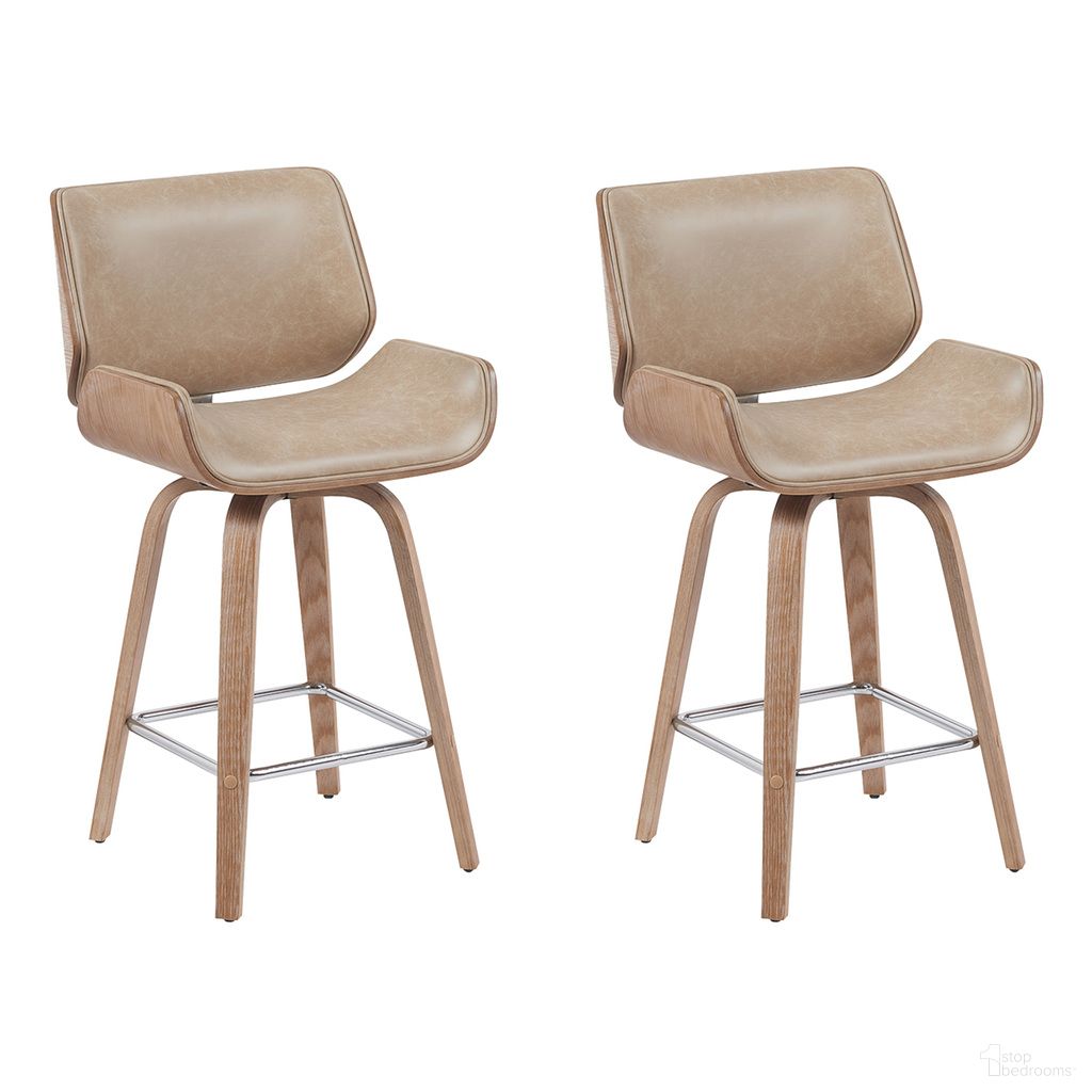 The appearance of Tyler Counter Height Swivel Bar Stool Set of 2 In White Wash and Vintage Brown designed by Armen Living in the modern / contemporary interior design. This white wash and vintage brown piece of furniture  was selected by 1StopBedrooms from Tyler Collection to add a touch of cosiness and style into your home. Sku: LCTYBAVBRWW26;LCTYBAVBRWW26. Material: Faux Leather.
