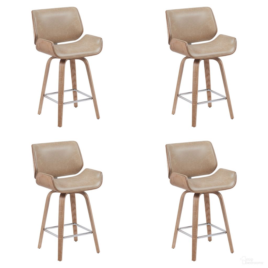 The appearance of Tyler Counter Height Swivel Bar Stool Set of 4 In White Wash and Vintage Brown designed by Armen Living in the modern / contemporary interior design. This white wash and vintage brown piece of furniture was selected by 1StopBedrooms from Tyler Collection to add a touch of cosiness and style into your home. Sku: LCTYBAVBRWW26;LCTYBAVBRWW26;LCTYBAVBRWW26;LCTYBAVBRWW26. Material: Faux Leather.