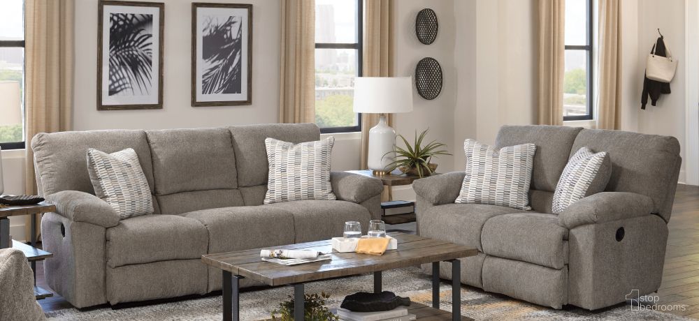 The appearance of Tyler Power Reclining Living Room Set In Pewter designed by Catnapper in the traditional interior design. This pewter piece of furniture was selected by 1StopBedrooms from Tyler Collection to add a touch of cosiness and style into your home. Sku: 61061171028264828;61062171028264828. Material: Fabric.