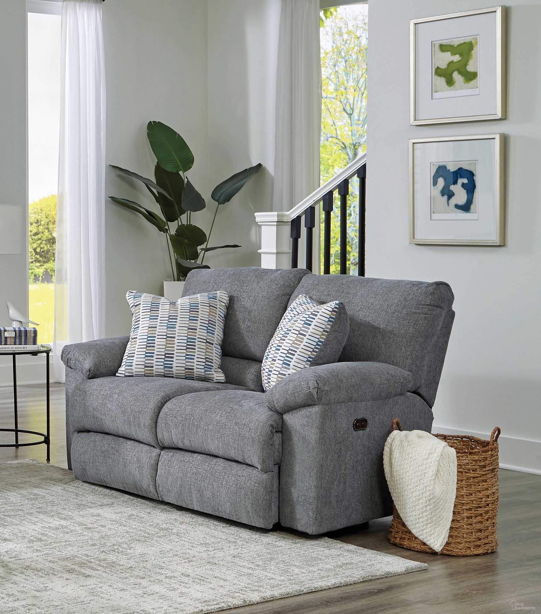 The appearance of Tyler Power Reclining Loveseat In Stonewash designed by Catnapper in the traditional interior design. This stonewash piece of furniture  was selected by 1StopBedrooms from Tyler Collection to add a touch of cosiness and style into your home. Sku: 61062171043264843. Material: Fabric.