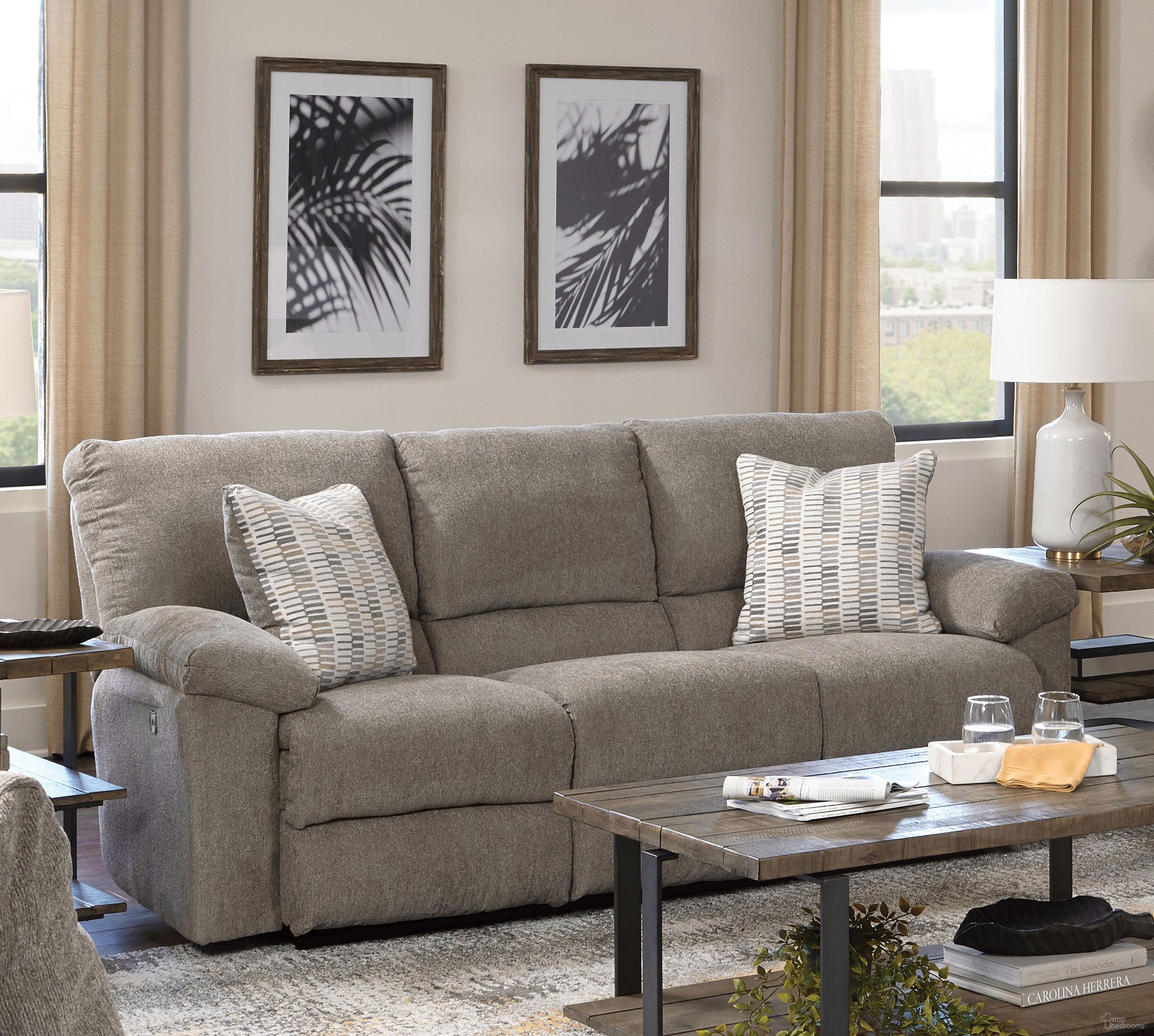 The appearance of Tyler Power Reclining Sofa In Pewter designed by Catnapper in the traditional interior design. This pewter piece of furniture was selected by 1StopBedrooms from Tyler Collection to add a touch of cosiness and style into your home. Sku: 61061171028264828. Material: Fabric.