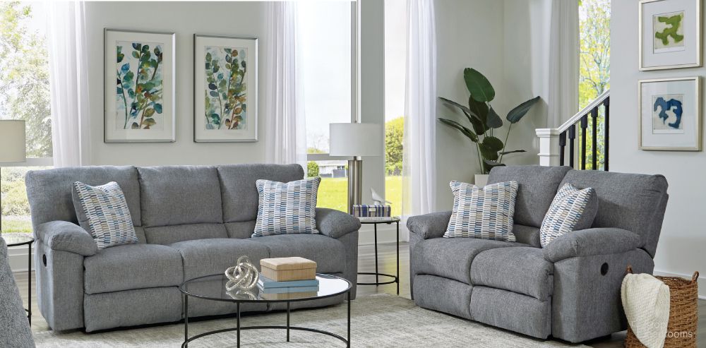 The appearance of Tyler Reclining Living Room Set In Stonewash designed by Catnapper in the traditional interior design. This stonewash piece of furniture was selected by 1StopBedrooms from Tyler Collection to add a touch of cosiness and style into your home. Sku: 1061171043264843;1062171043264843. Material: Fabric.