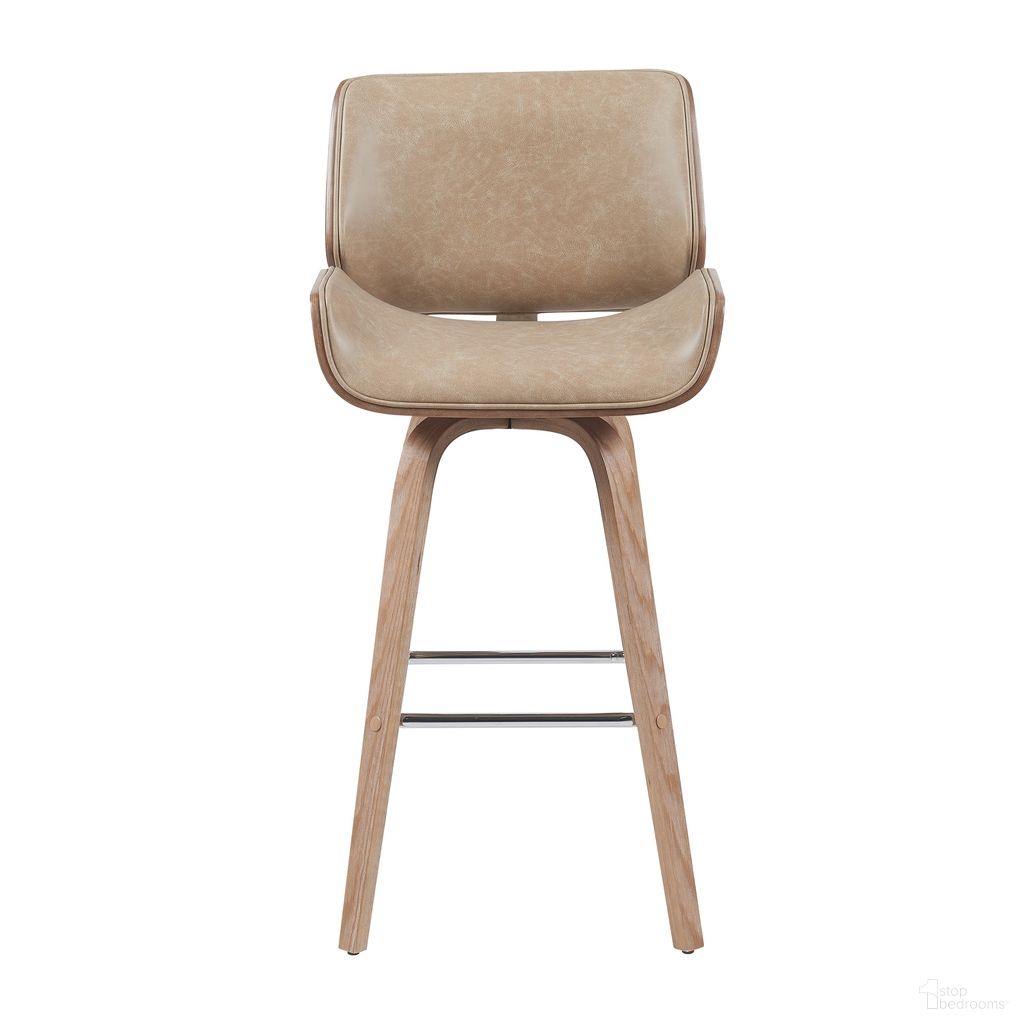 The appearance of Tyler Swivel Barstool with Wood Leg and Upholstery In Vintage Brown and Natural designed by Armen Living in the modern / contemporary interior design. This vintage brown/natural piece of furniture was selected by 1StopBedrooms from Tyler Collection to add a touch of cosiness and style into your home. Sku: LCTYBAVBRWW30. Material: Faux Leather.