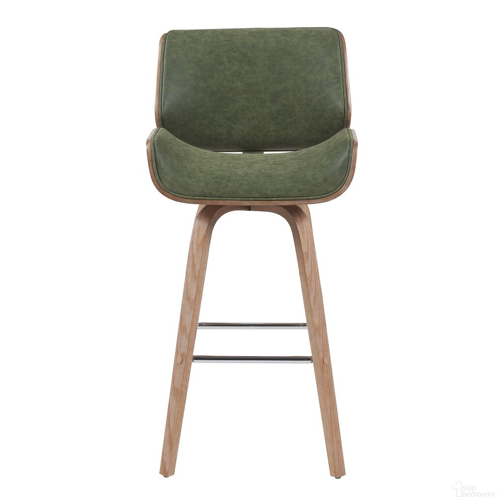 The appearance of Tyler Swivel Barstool with Wood Leg and Upholstery In Vintage Green and Natural designed by Armen Living in the modern / contemporary interior design. This vintage green/natural piece of furniture was selected by 1StopBedrooms from Tyler Collection to add a touch of cosiness and style into your home. Sku: LCTYBAVGNWW30. Material: Faux Leather.