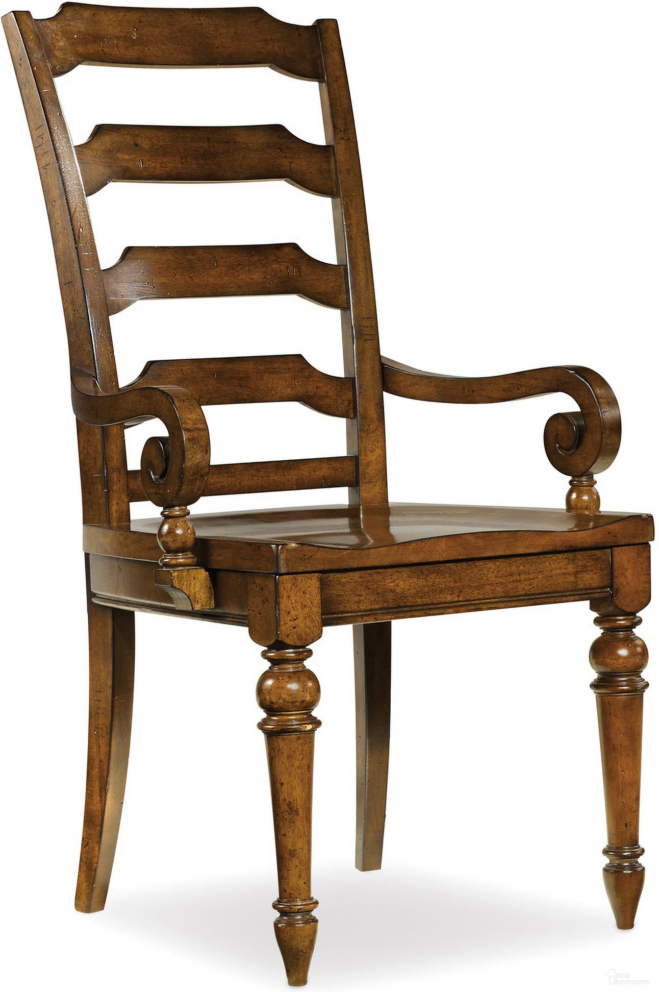 The appearance of Tynecastle Medium Wood Ladderback Arm Chair Set of 2 designed by Hooker in the traditional interior design. This medium wood piece of furniture was selected by 1StopBedrooms from Tynecastle Collection to add a touch of cosiness and style into your home. Sku: 5323-75300. Material: Veneer. Chair Type: Arm Chair.