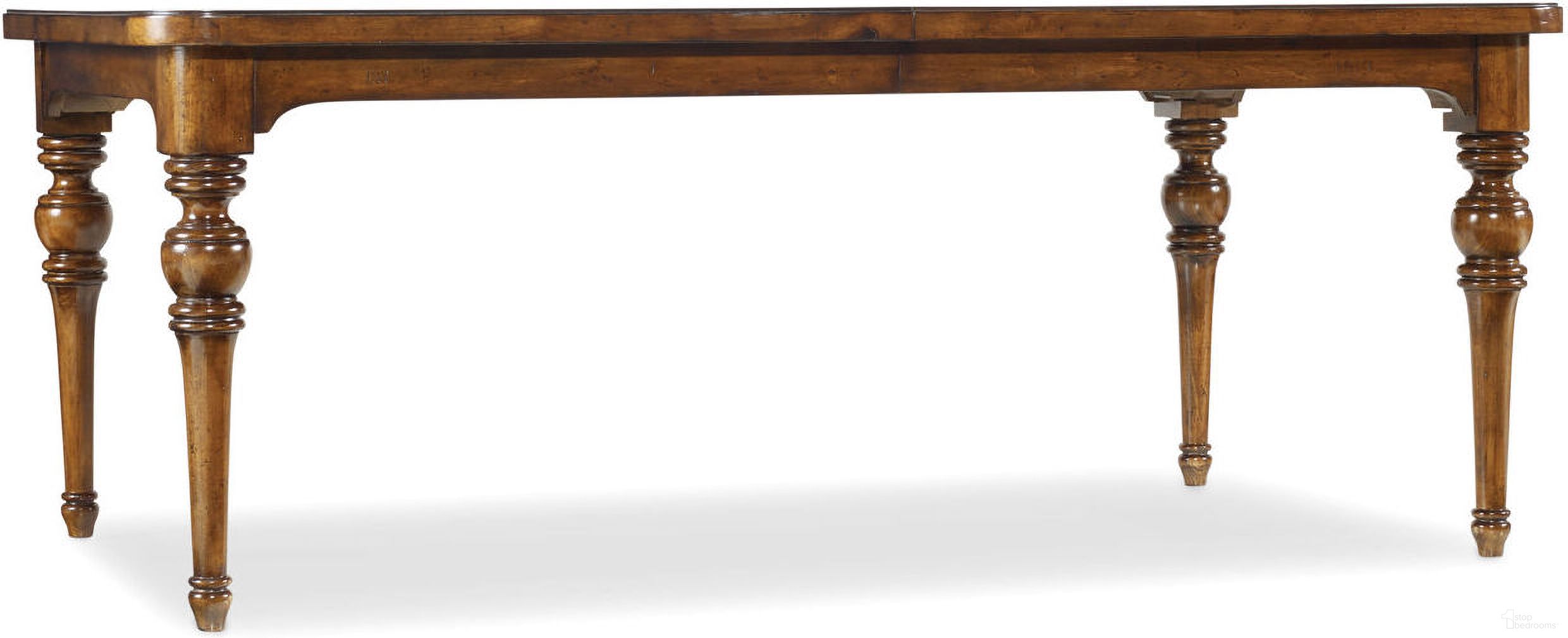 The appearance of Tynecastle Medium Wood Rectangular Extendable Leg Dining Table designed by Hooker in the traditional interior design. This medium wood piece of furniture was selected by 1StopBedrooms from Tynecastle Collection to add a touch of cosiness and style into your home. Sku: 5323-75200. Table Base Style: Legs. Table Top Shape: Rectangular. Material: Veneer. Size: 44" x 78".