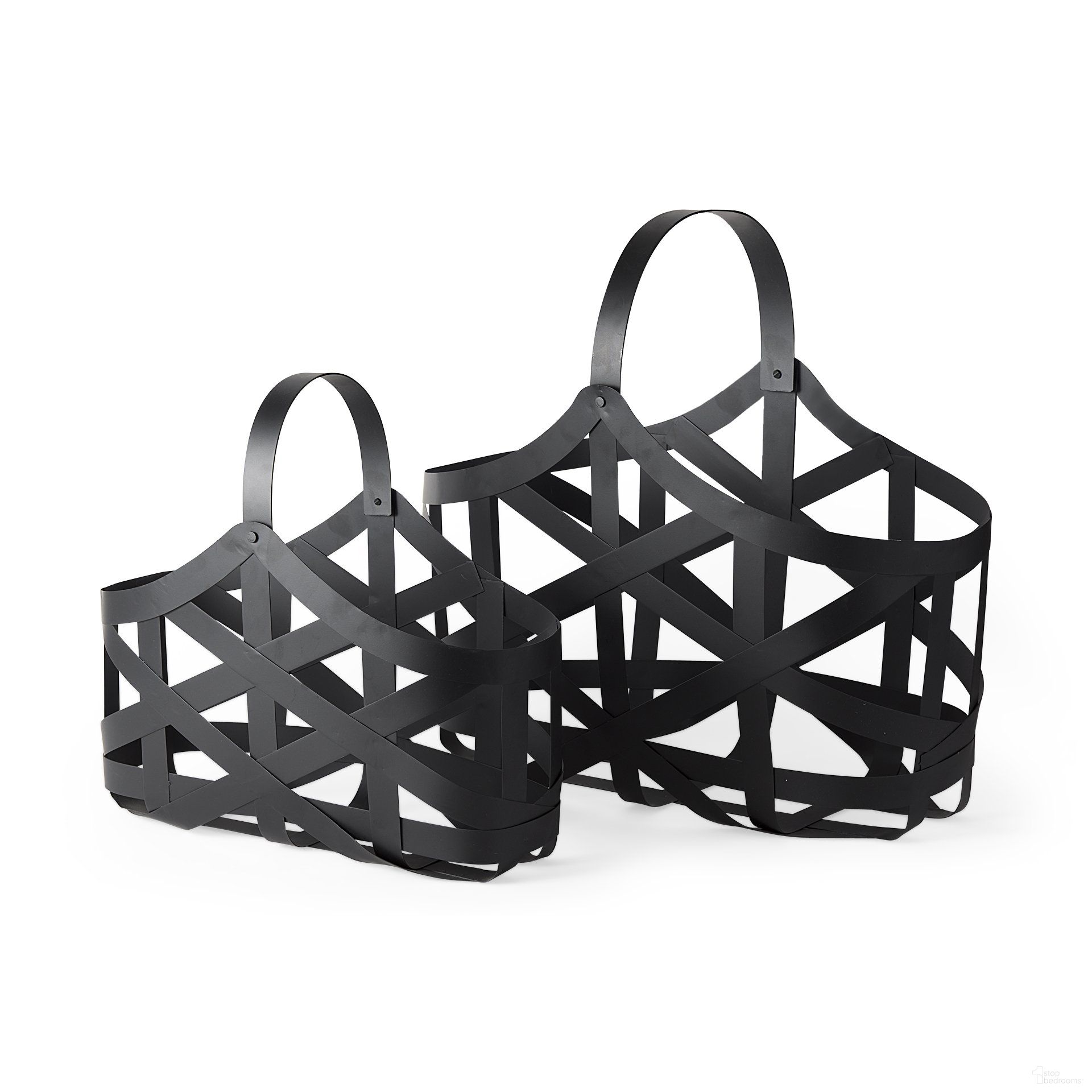 The appearance of Tyrell Iron Metal Baskets Set of 2 In Black designed by Mercana in the modern / contemporary interior design. This black piece of furniture was selected by 1StopBedrooms from Tyrell Collection to add a touch of cosiness and style into your home. Sku: 67798. Material: Metal.