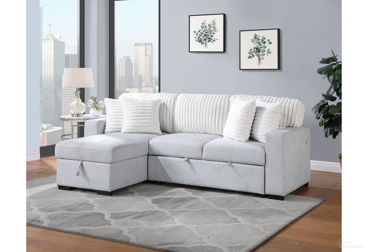 The appearance of U0204 Reversible Pull Out Sofa Bed In White and Light Grey designed by Global Furniture USA in the transitional interior design. This white and light grey piece of furniture was selected by 1StopBedrooms from U0204 Collection to add a touch of cosiness and style into your home. Sku: U0204-LT GREY/WHITE-REV SOFA BED W/ USB;U0204-LT GREY/WHITE-REV CHAISE. Material: Plywood.