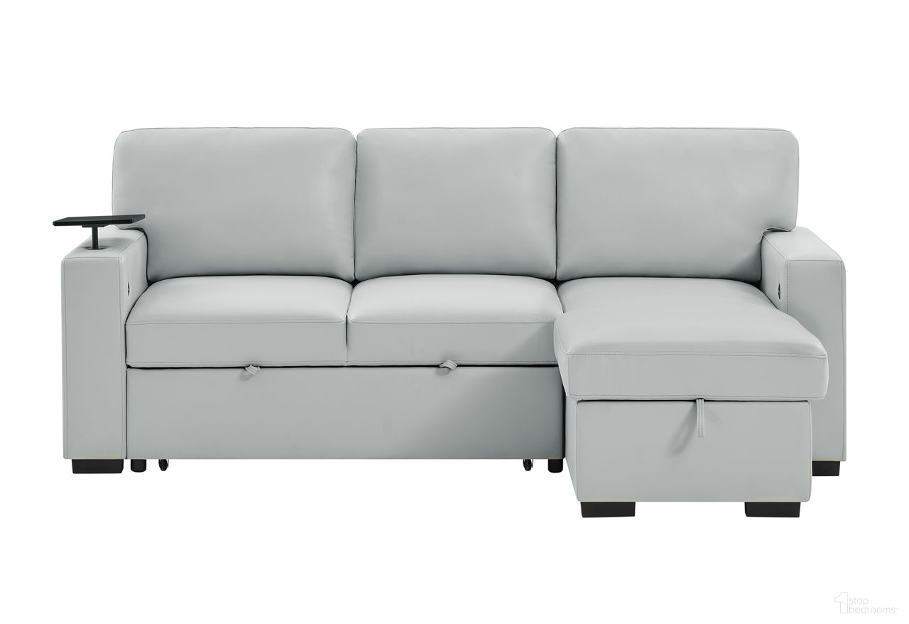The appearance of U0212 Blanche Pull Out Sofa Bed In Silver designed by Global Furniture USA in the modern / contemporary interior design. This silver piece of furniture  was selected by 1StopBedrooms from U0212 Blanche Collection to add a touch of cosiness and style into your home. Sku: U0212-BLANCHE SIL-REV LS;U0212-BLANCHE SIL-REV CHS;U0212-BLANCHE SIL-ARMS W/ USB & TRAY. Material: PU.