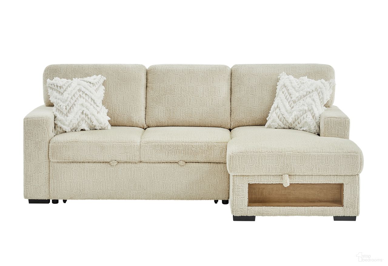 The appearance of U0222 Ivory Pull Out Sofa Bed with Speaker and 2 Pillows In Ivory designed by Global Furniture USA in the modern / contemporary interior design. This ivory piece of furniture was selected by 1StopBedrooms from U0222 Collection to add a touch of cosiness and style into your home. Sku: U0222-IVORY-CHS W/ SHELF + 1 PIL;U0222-IVORY-ARMS W/ 2 SHELVES + SPEAKER;U0222-IVORY-LS W/ 1 PIL. Material: Fabric.