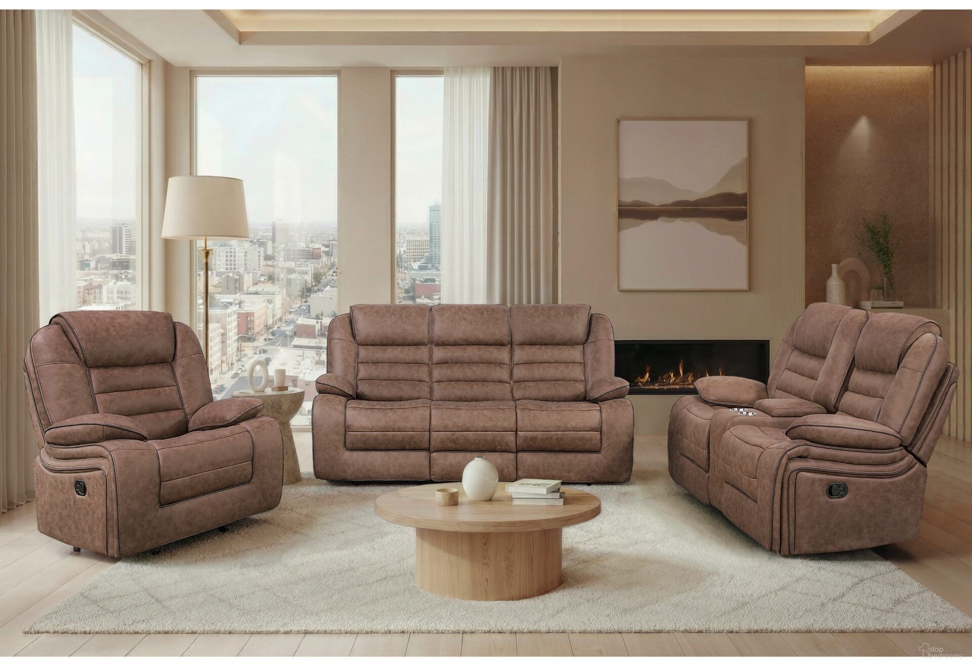 U2250 Reclining Living Room Set In Brown
