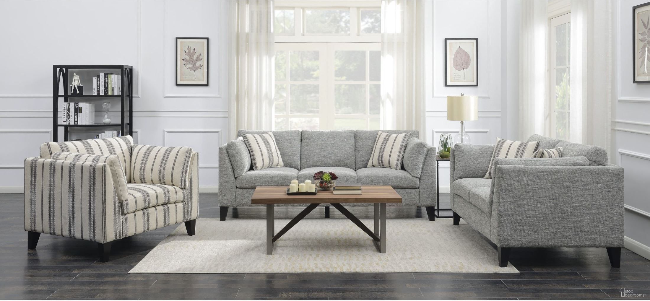 The appearance of Elsbury Gray Living Room Set designed by Emerald Home Furnishings in the transitional interior design. This gray piece of furniture was selected by 1StopBedrooms from Elsbury Collection to add a touch of cosiness and style into your home. Sku: U3445-00-03;U3445-01-03. Material: Wood.