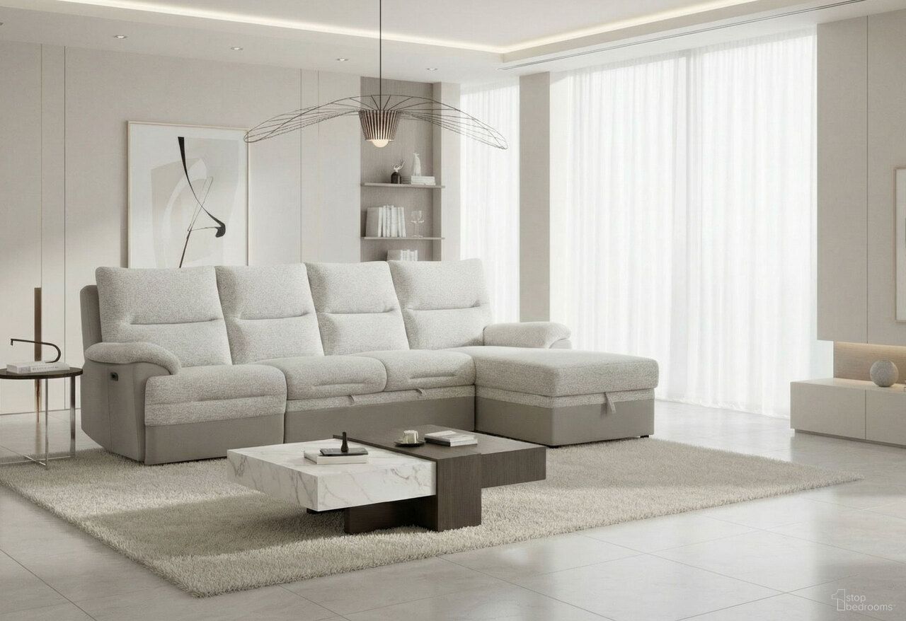 U3822 Sectional with Pullout Bed and USB In Light Grey