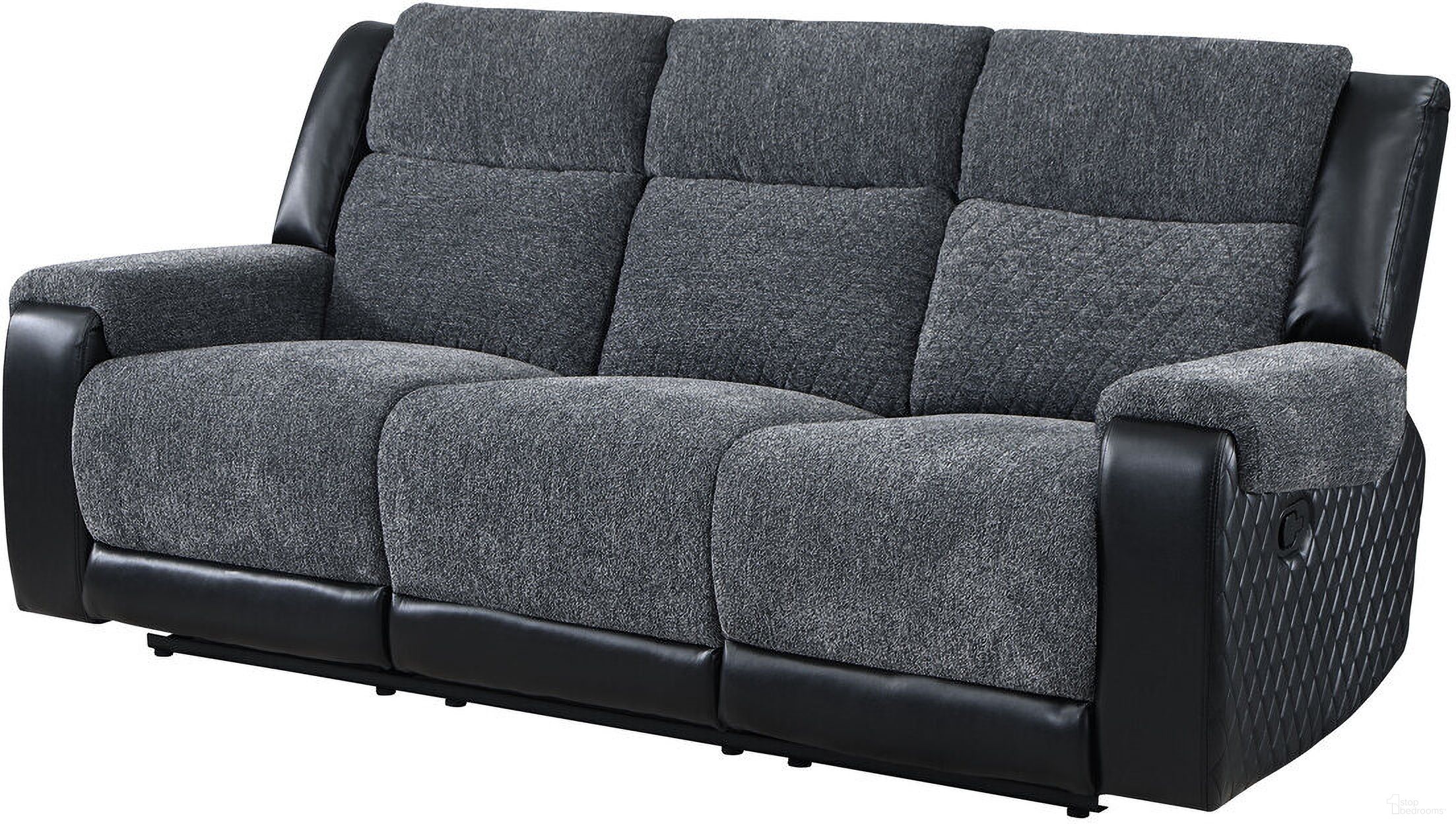 The appearance of U5914 Reclining Sofa In Gray and Black designed by Global Furniture USA in the traditional interior design. This gray and black piece of furniture was selected by 1StopBedrooms from U5914 Collection to add a touch of cosiness and style into your home. Sku: U5914-GREY/BLACK-RS. Material: Fabric.