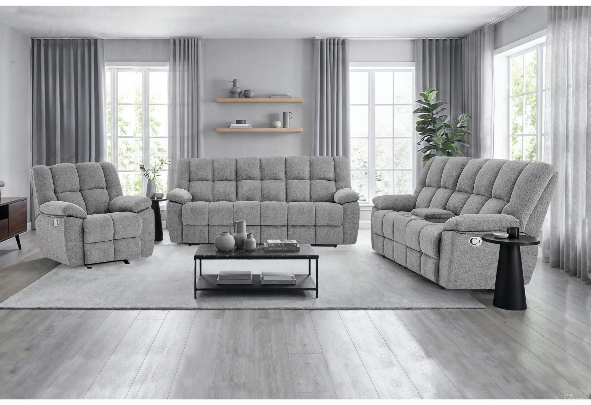 U6000 Reclining Living Room Set In Smoke