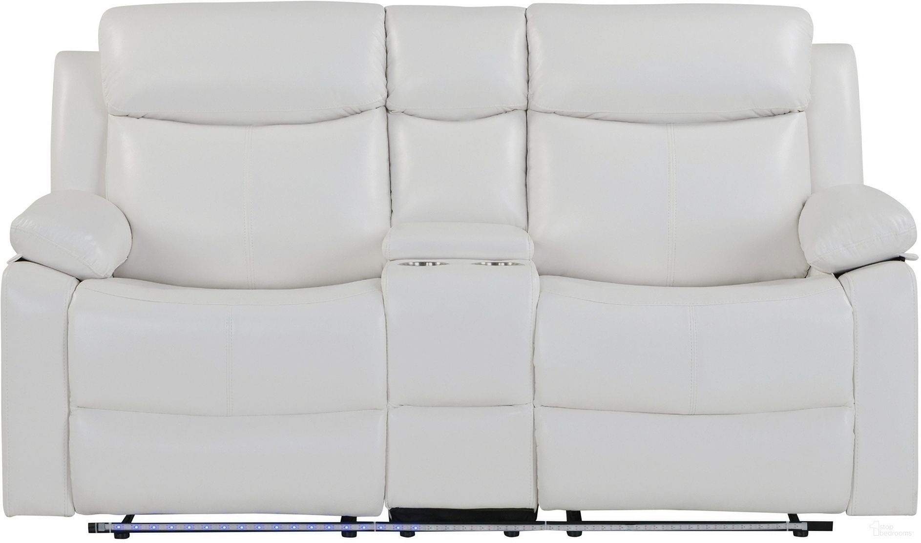 The appearance of U6026 Blanche Console Reclining Loveseat with LED and Speaker In White designed by Global Furniture USA in the modern / contemporary interior design. This white piece of furniture was selected by 1StopBedrooms from U6026 Blanche Collection to add a touch of cosiness and style into your home. Sku: U6026-BLANCHE WHITE-CRLS W/LED & SPKR. Material: Fabric.
