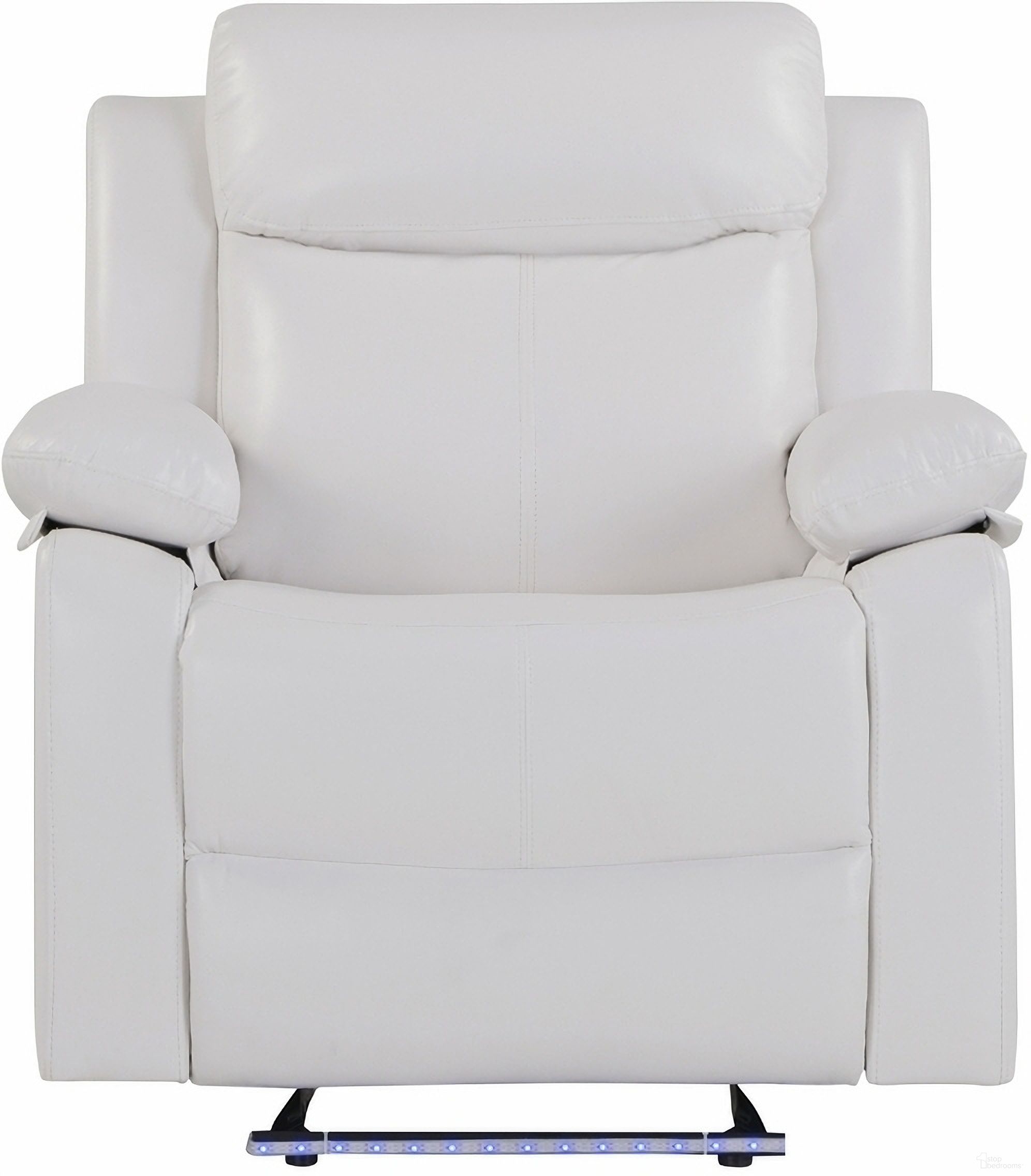 The appearance of U6026 Blanche Glider Recliner with LED In White designed by Global Furniture USA in the modern / contemporary interior design. This white piece of furniture was selected by 1StopBedrooms from U6026 Blanche Collection to add a touch of cosiness and style into your home. Sku: U6026-BLANCHE WHITE-GR W/ LED. Material: Fabric.