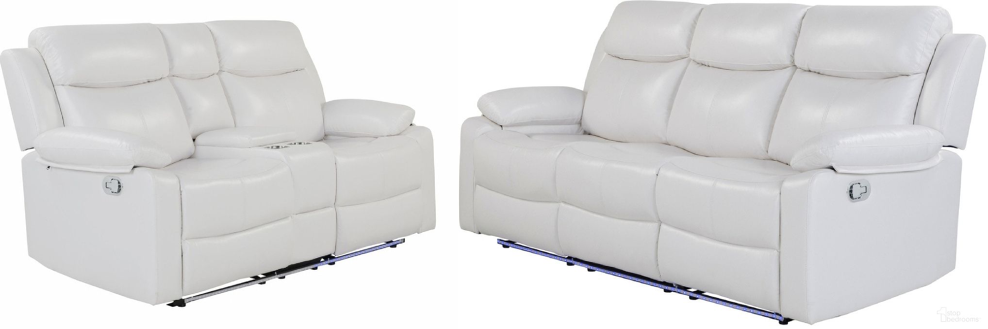 The appearance of U6026 Blanche Reclining Living Room Set In White designed by Global Furniture USA in the modern / contemporary interior design. This white piece of furniture was selected by 1StopBedrooms from U6026 Blanche Collection to add a touch of cosiness and style into your home. Sku: U6026-BLANCHE WHITE-RS W/ LED;U6026-BLANCHE WHITE-CRLS W/ LED. Material: Fabric.