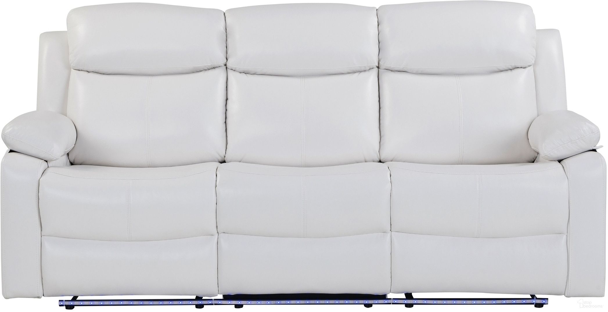 The appearance of U6026 Blanche Reclining Sofa with LED In White designed by Global Furniture USA in the modern / contemporary interior design. This white piece of furniture was selected by 1StopBedrooms from U6026 Blanche Collection to add a touch of cosiness and style into your home. Sku: U6026-BLANCHE WHITE-RS W/ LED. Material: Fabric.