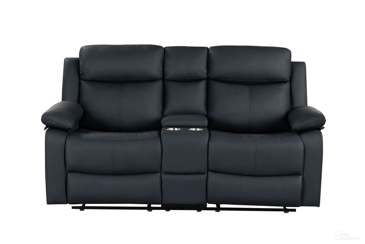 U6026 PU Console Reclining Loveseat with LED and Speaker In Black