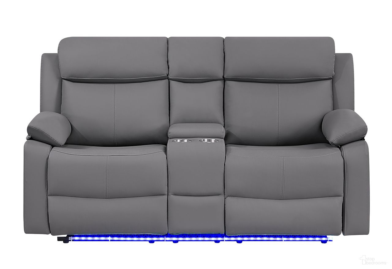 The appearance of U6026 PU Console Reclining Loveseat with LED and Speaker In Grey designed by Global Furniture USA in the modern / contemporary interior design. This grey piece of furniture was selected by 1StopBedrooms from U6026 Collection to add a touch of cosiness and style into your home. Sku: U6026-GREY PU 46A-CRLS W/ LED & SPKR. Material: Fabric.