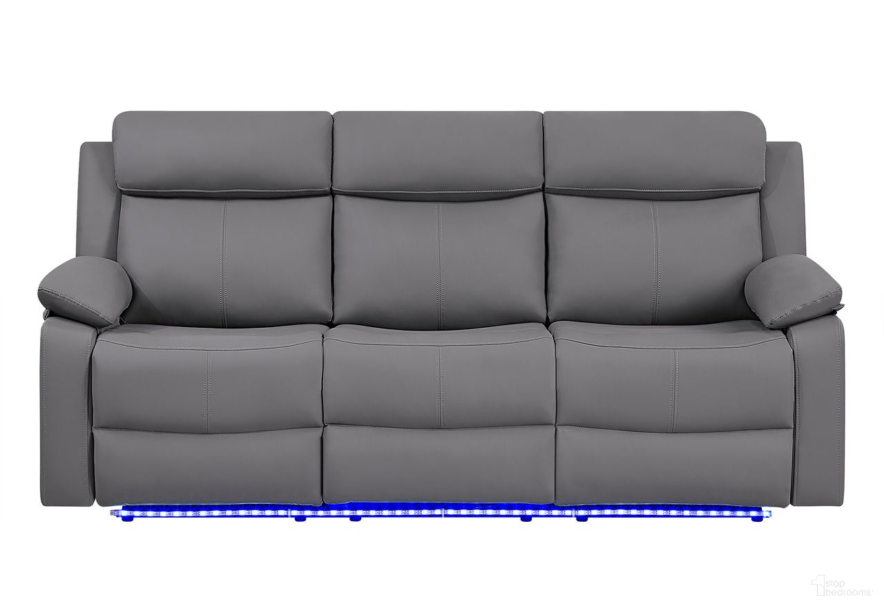 The appearance of U6026 PU Reclining Sofa with LED In Grey designed by Global Furniture USA in the modern / contemporary interior design. This grey piece of furniture was selected by 1StopBedrooms from U6026 Collection to add a touch of cosiness and style into your home. Sku: U6026-GREY PU 46A-RS W/ LED. Material: Fabric.