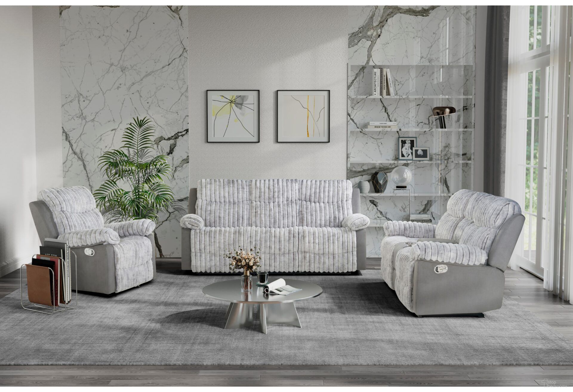 U6028 Reclining Living Room Set In Grey