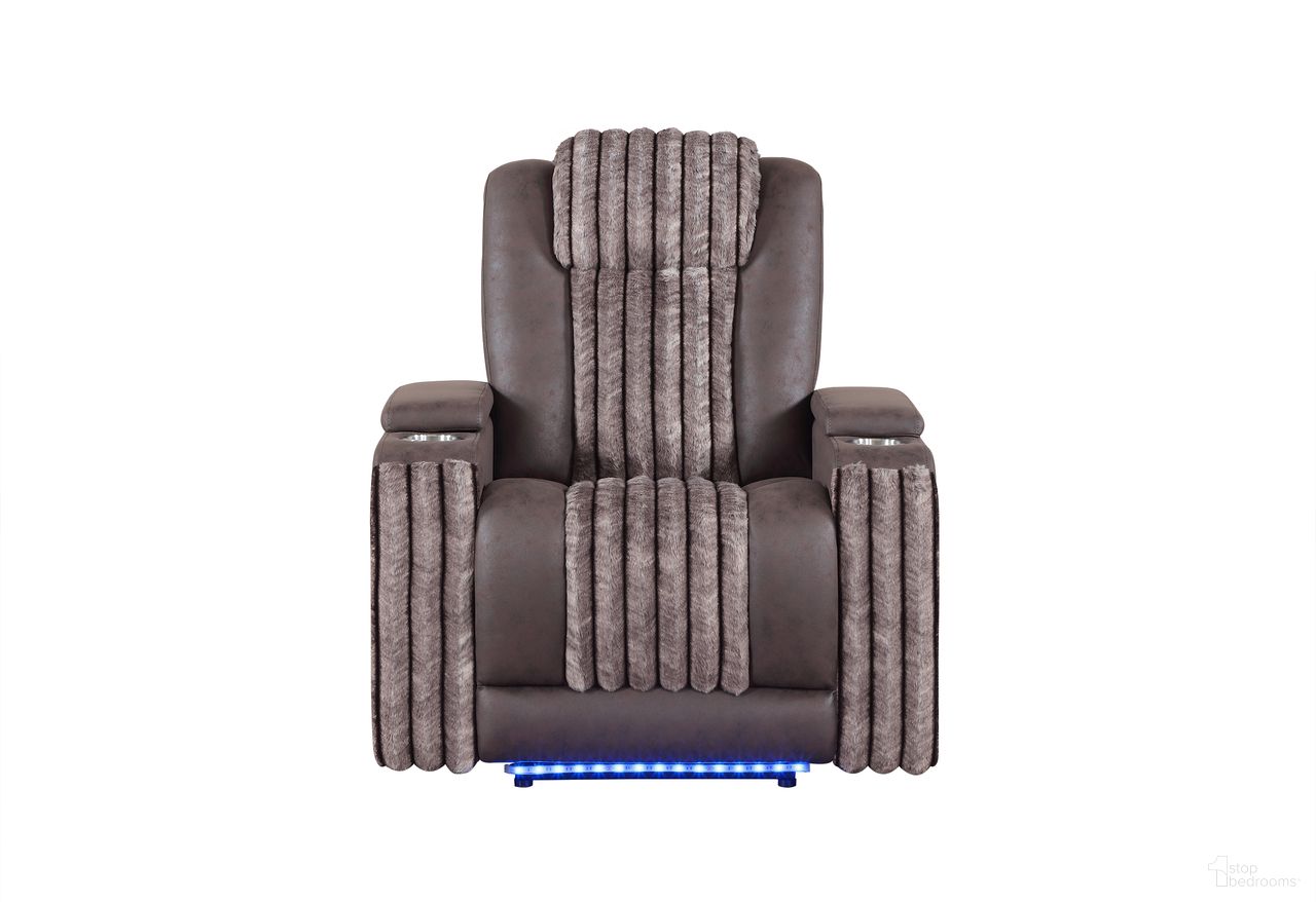 The appearance of U8000 Power Recliner with Power Headrest and LED Light In Brown designed by Global Furniture USA in the modern / contemporary interior design. This brown piece of furniture was selected by 1StopBedrooms from U8000 Collection to add a touch of cosiness and style into your home. Sku: U8000-BROWN-PR W/ PHR + LED. Material: Fabric.