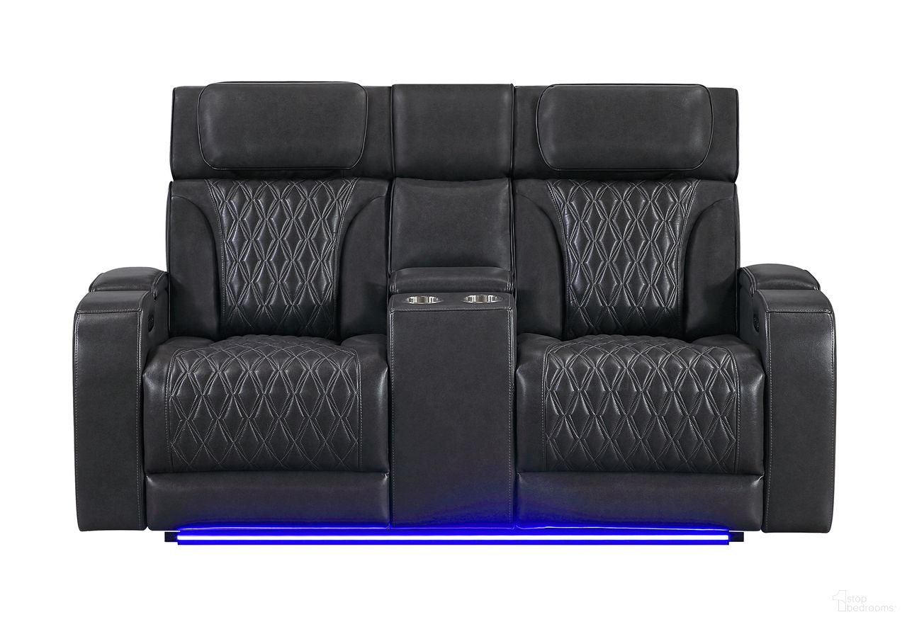 The appearance of U8611 Blanche Power Console Reclining Loveseat with LED and Speaker In Charcoal designed by Global Furniture USA in the modern / contemporary interior design. This charcoal piece of furniture was selected by 1StopBedrooms from U8611 Blanche Collection to add a touch of cosiness and style into your home. Sku: U8611-BLANCHE CHAR-PCRLS W/ PHR LED SPKR. Material: Fabric.