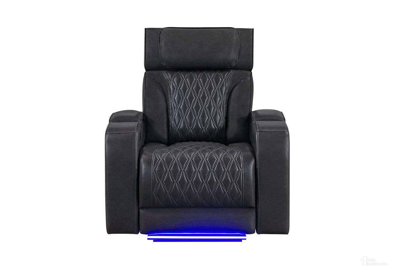 The appearance of U8611 Blanche Power Recliner with Power Headrest and LED In Charcoal designed by Global Furniture USA in the modern / contemporary interior design. This charcoal piece of furniture was selected by 1StopBedrooms from U8611 Blanche Collection to add a touch of cosiness and style into your home. Sku: U8611-BLANCHE CHAR-PR W/ PHR LED. Material: Fabric.