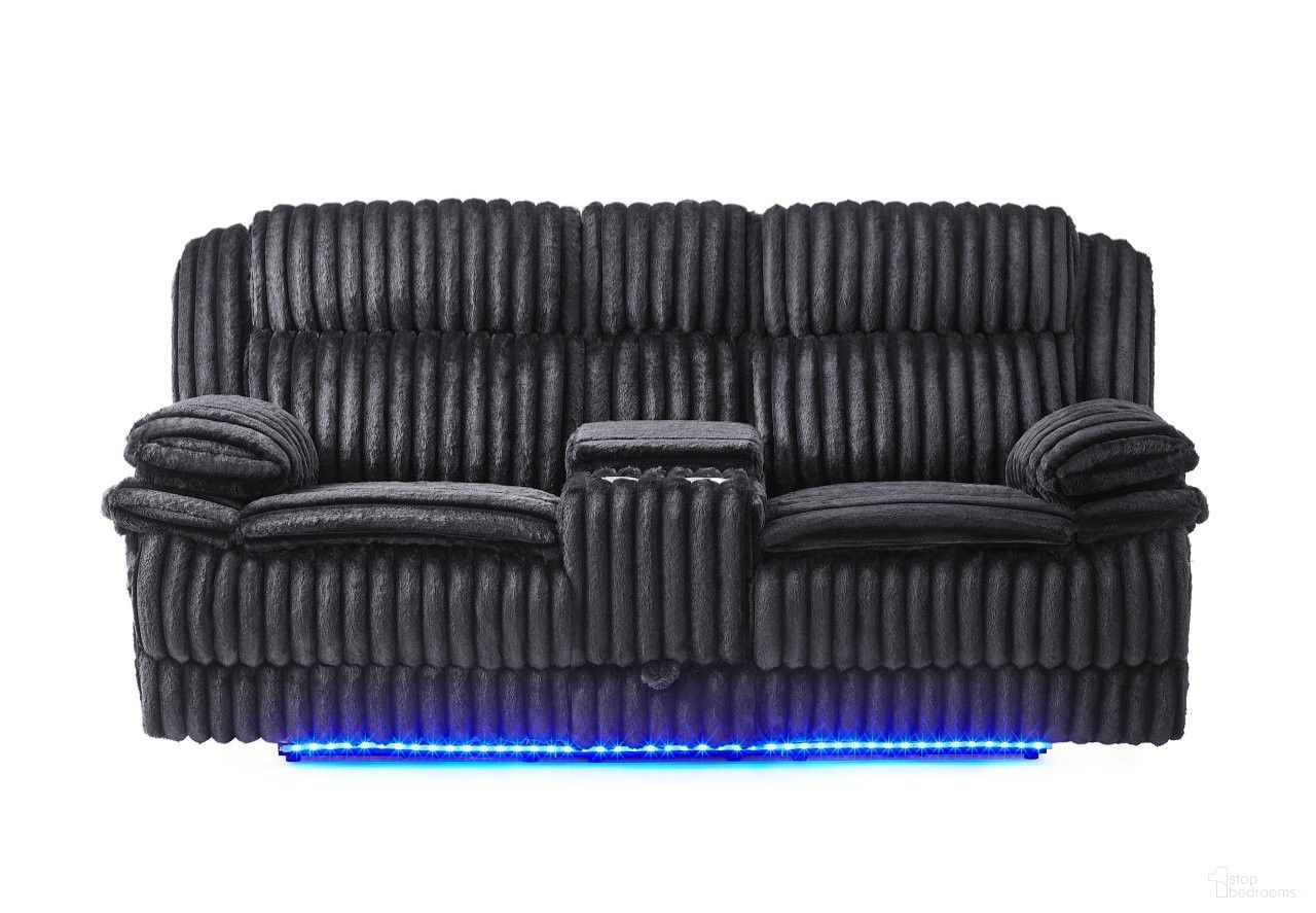 U8686 Power Console Reclining Loveseat with LED and Hidden Drawer In Black