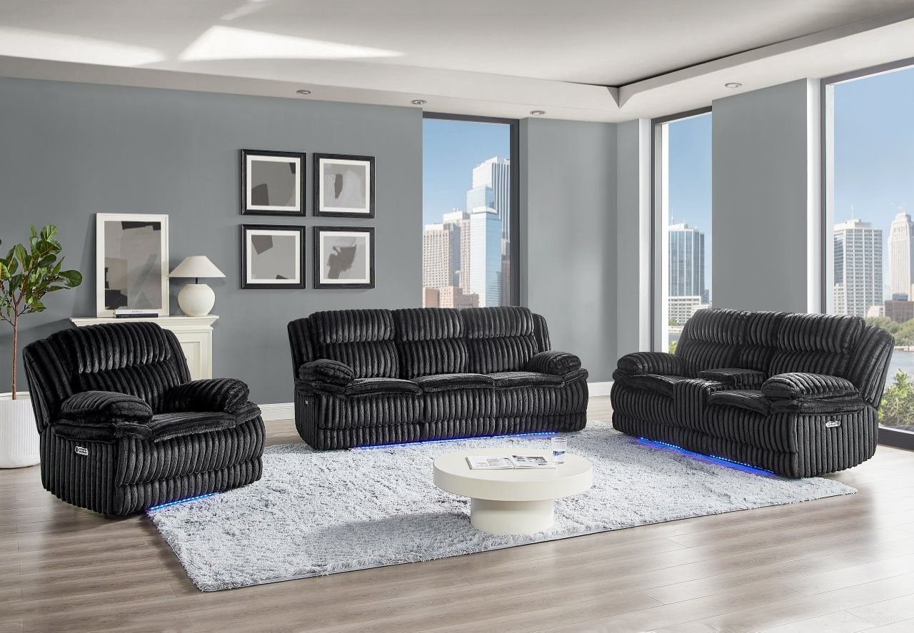 U8686 Power Reclining Living Room Set In Black