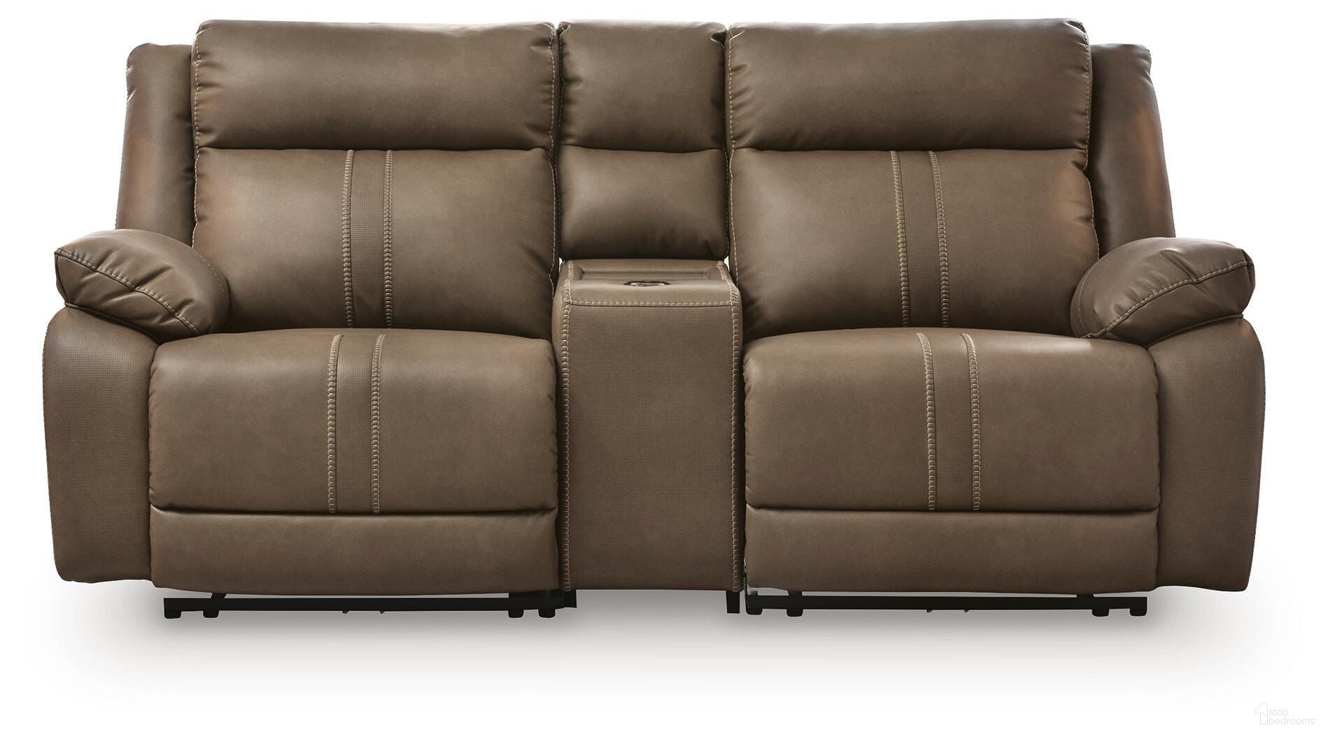 Ultra-Max 3-Piece Power Reclining Sectional Loveseat with Audio Console In Biscotti