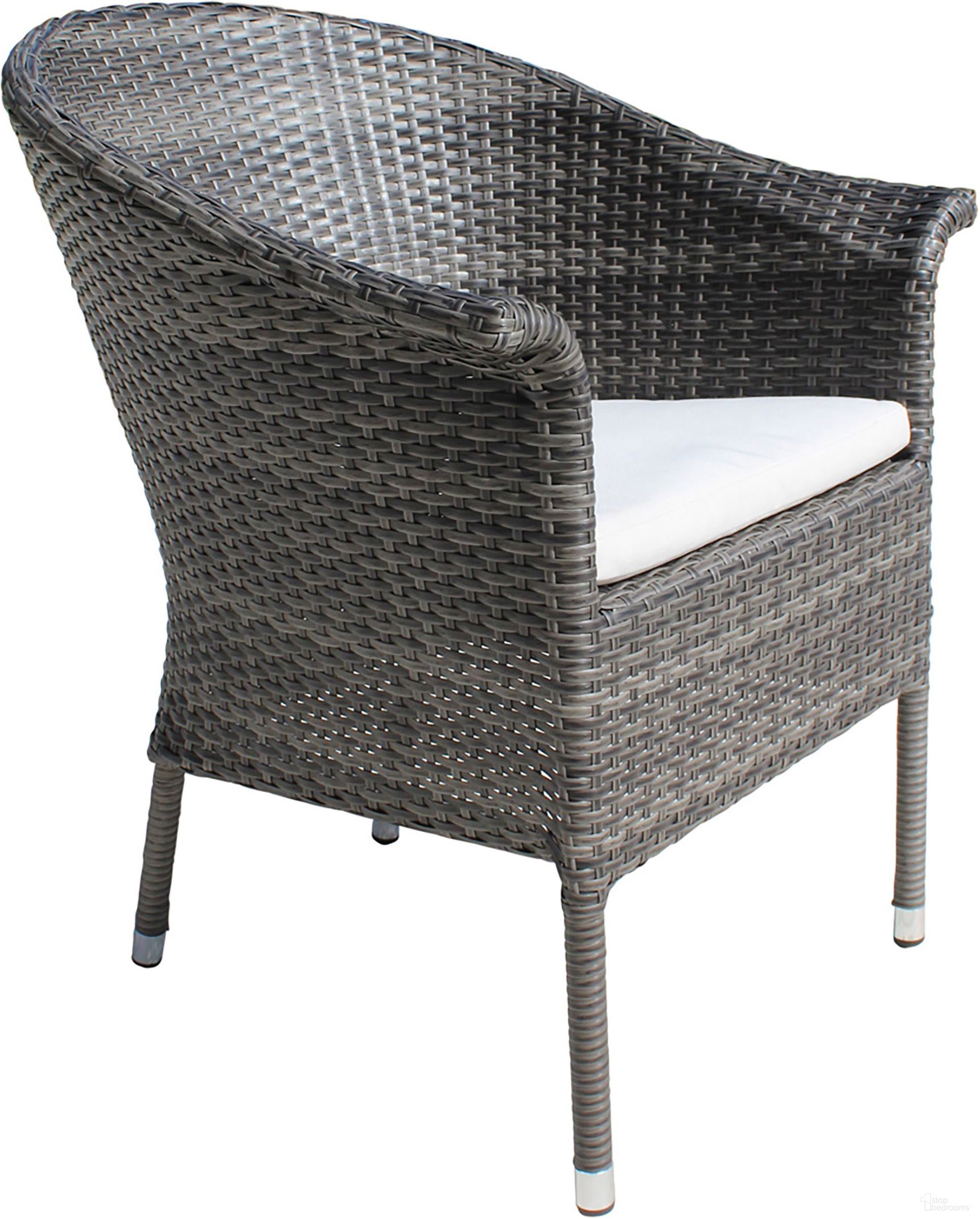 The appearance of Ultra Stackable Woven Armchair with Cushion In Gray designed by Pelican Reef in the traditional interior design. This gray piece of furniture was selected by 1StopBedrooms from Ultra Collection to add a touch of cosiness and style into your home. Sku: 890-1130-GRY. Material: HDPE.