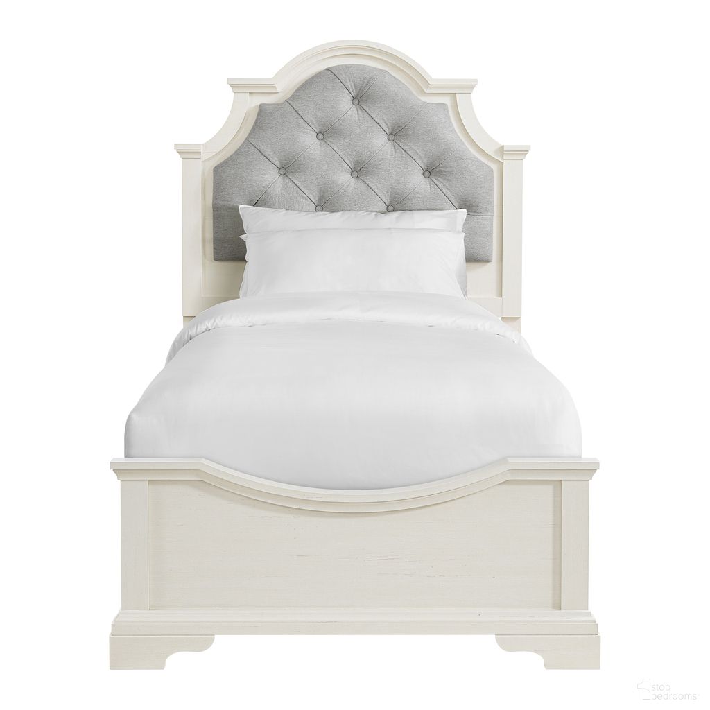 The appearance of Ulysses Youth Twin Upholstered Bed In Light Grey and Off White designed by Picket House in the traditional interior design. This light grey/off white piece of furniture  was selected by 1StopBedrooms from Ulysses Collection to add a touch of cosiness and style into your home. Sku: Y-13160-7-TUHF;Y-13160-7-TFR. Bed Size: Twin. Material: Paper. Bed Type: Upholstered Bed.
