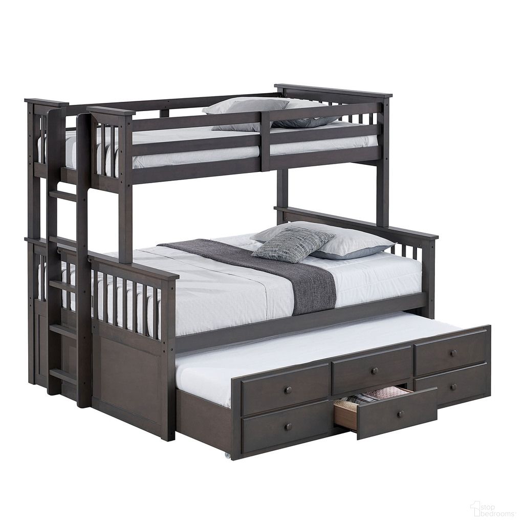 The appearance of University Twin Over Full Bunk Bed In Stain Gray designed by Furniture of America in the transitional interior design. This stain gray piece of furniture  was selected by 1StopBedrooms from University Collection to add a touch of cosiness and style into your home. Sku: FM-BK458F-GY-1;FM-BK458F-GY-2;FM-BK458F-GY-3;FM-BK458F-GY-4;FM-BK458F-GY-5. Bed Type: Bunk Bed. Bed Size: Twin Over Full. Material: Solid Hardwood.