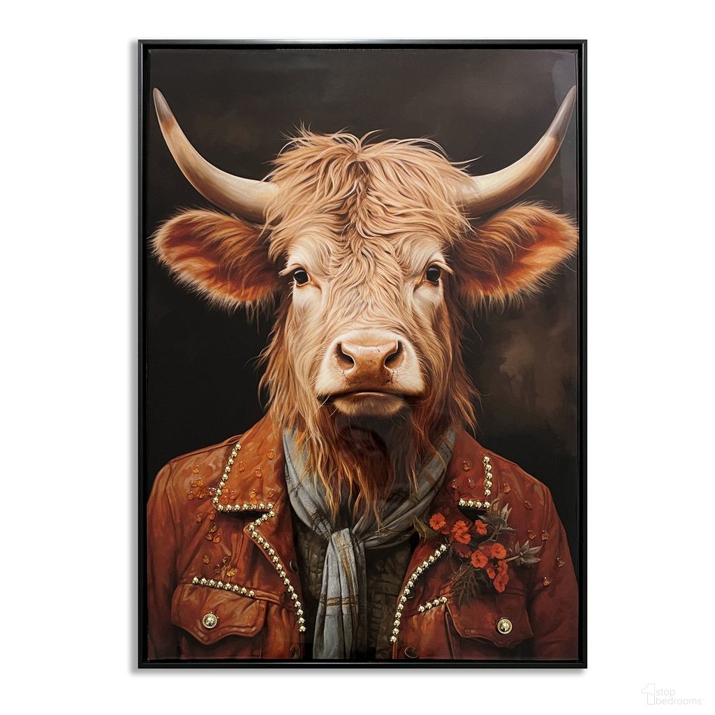 Untamed Bull in Leather-Gloss Canvas Wall Art In Black