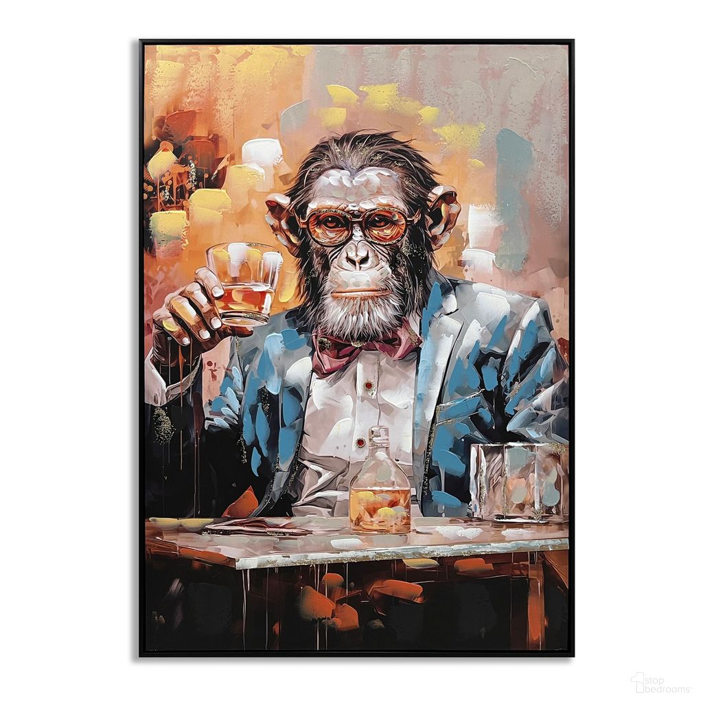 Untamed Chimpanzee with Drink Wall Art Canvas Wall Art In Multi