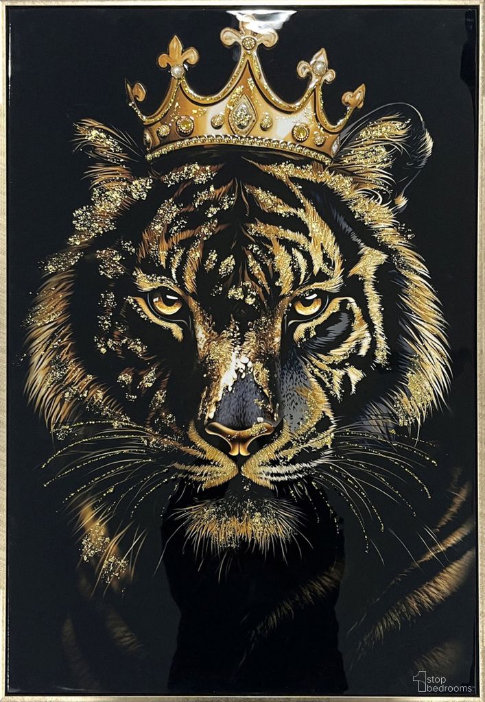 Untamed Crowned Noir II - 36" x 24" - Gloss Canvas with Glitter In Black and Gold