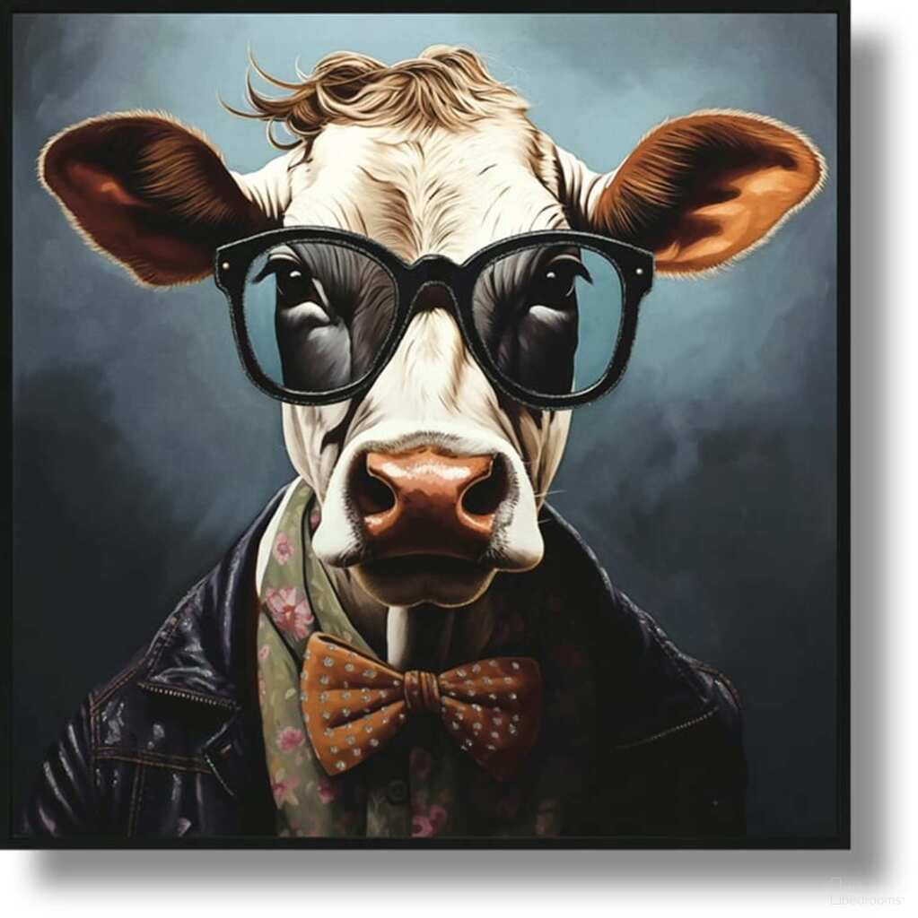 Untamed Dapper Cow in Chic Attire Canvas Wall Art In Multi