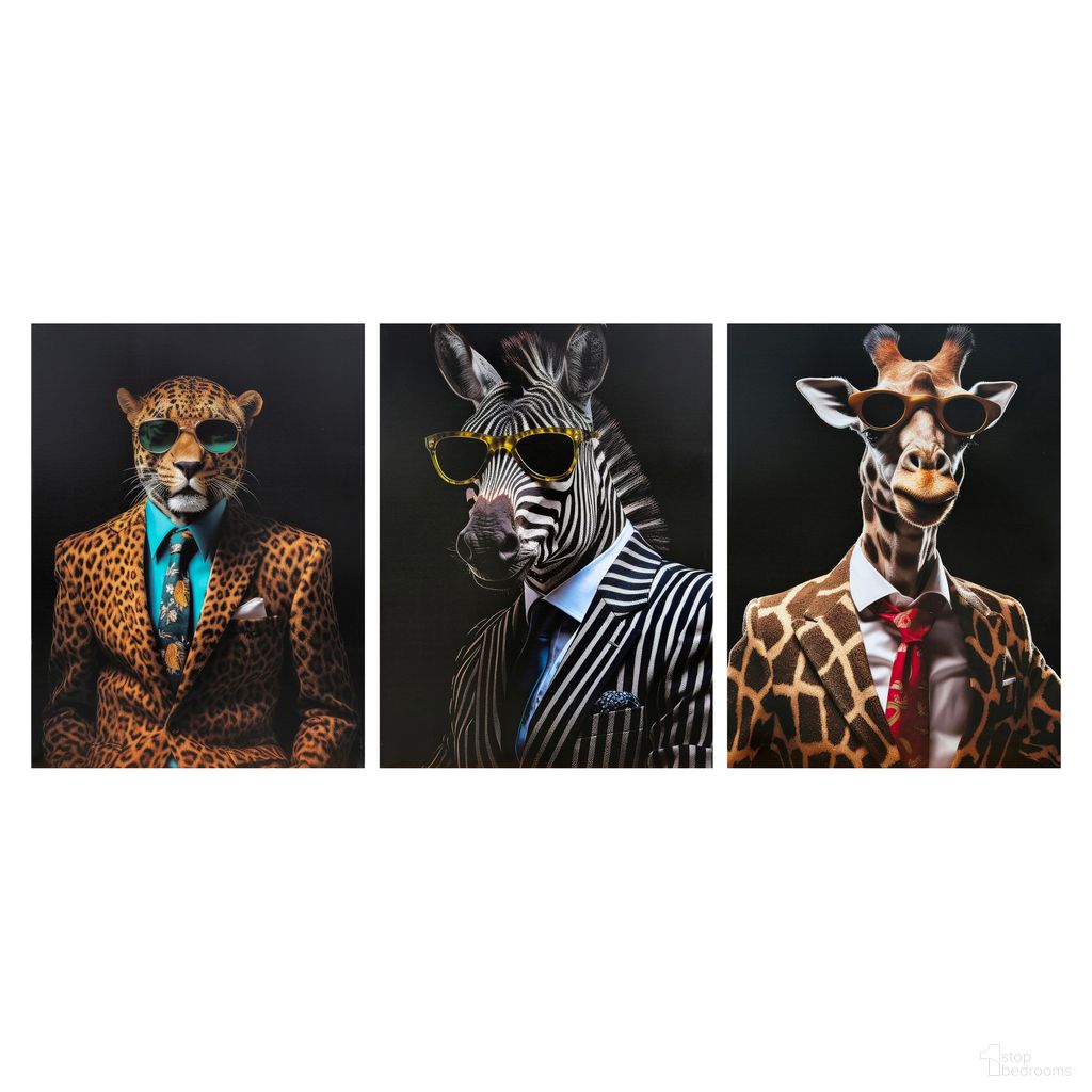 Untamed Dapper Safari Gentlemen Canvas Wall Art Set of 3 In Multi